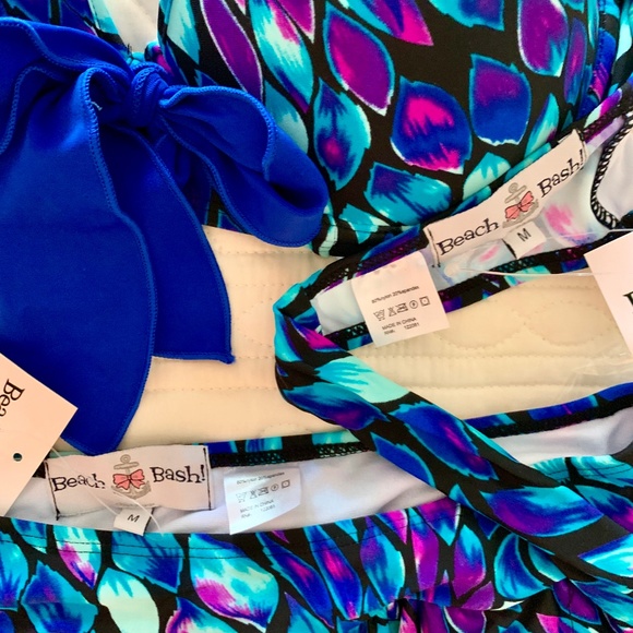 Tatyana Beach Bash Retro High-Waisted 2 Piece Swimsuit Ruffled Skirt Medium NWT - Picture 6 of 8